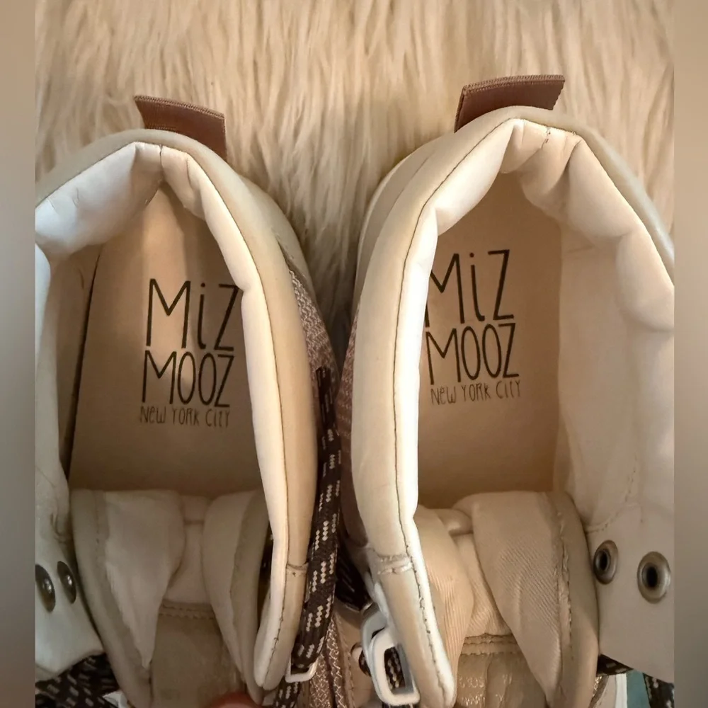 Miz Mooz Cream and Brown High-Top Sneakers